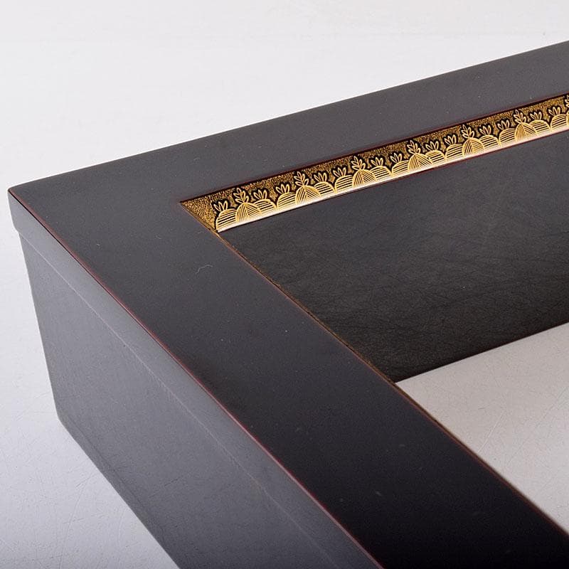 茶道具　輪島塗　前志芸男作　沈金桐模様　炉縁　共箱　V　R8956B