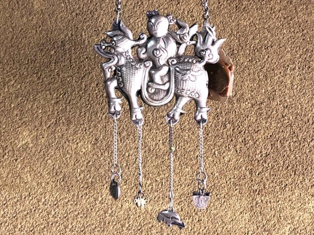 【 光緒年間吊銀 】　水滸伝燕青　清朝文物古玩