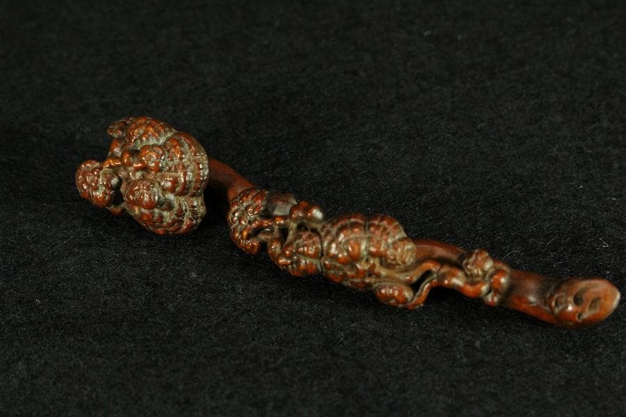 黄楊木 刻 霊芝 如意(HA436-2)