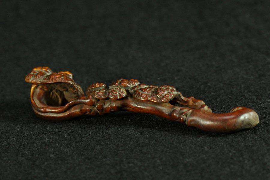 黄楊木 刻 霊芝 如意(HA436-2)