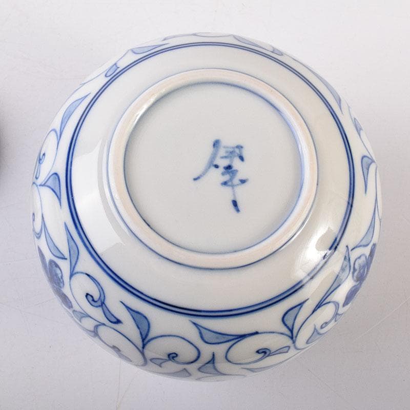 茶道具　古陶園　竹鳳窯　伊藤伊平作　染付菊唐草文　茶壺　共布共箱　V　8013