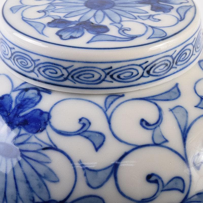 茶道具　古陶園　竹鳳窯　伊藤伊平作　染付菊唐草文　茶壺　共布共箱　V　8013