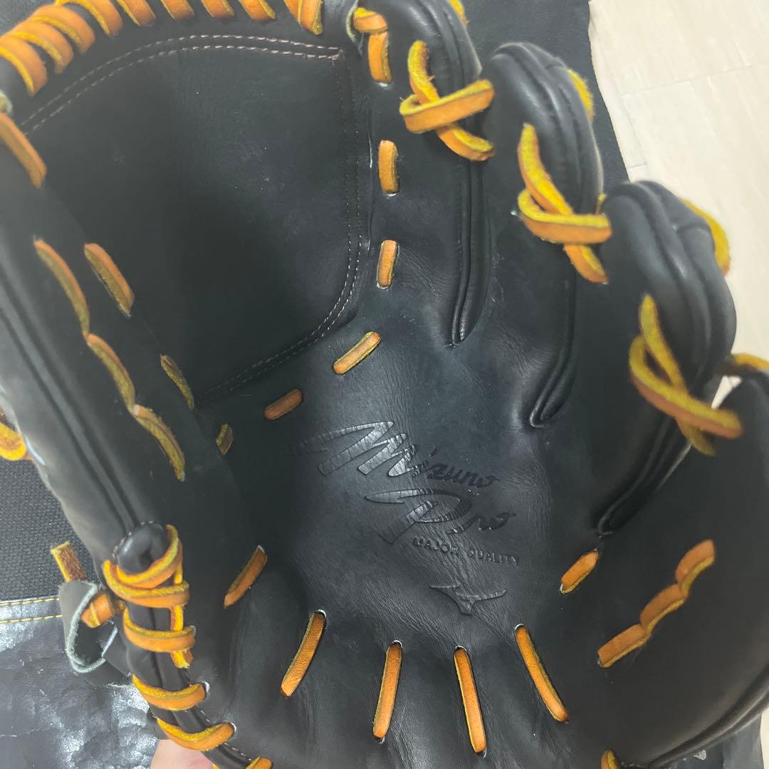 ミズノプロ 軟式グローブ 投手用ブラック/オレンジ