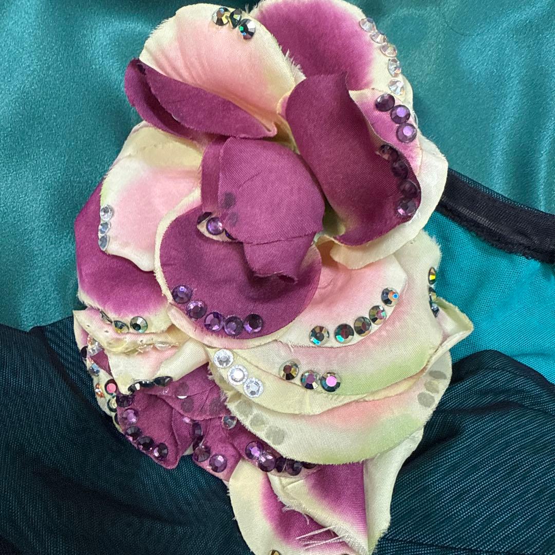 6199★S 緑 スワロミックス パソ ドレス　オーダードレス　社交ダンス