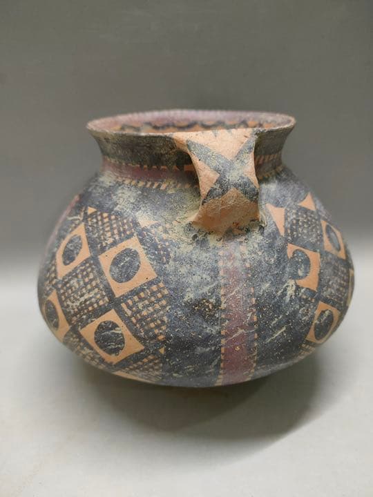 仰韶彩陶　アンダーソン土器　素焼き　加彩双耳土器.壺　骨董品　陶芸