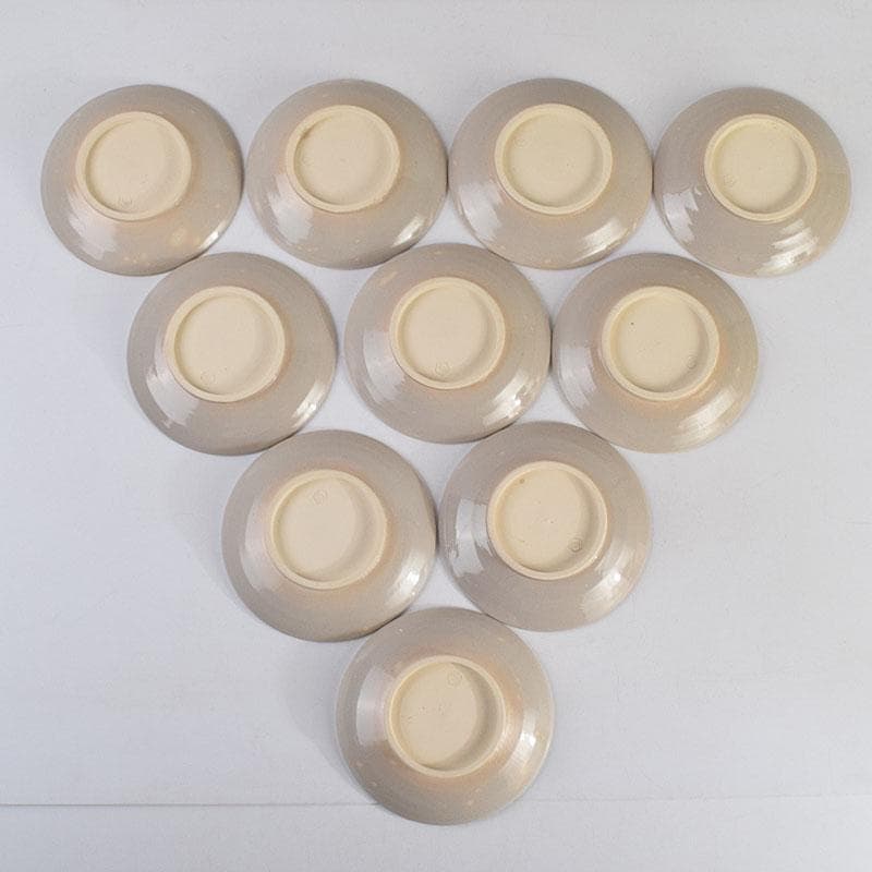 犬山焼　犬山本窯　尾関作十郎造　染付　八十翁　銘々皿　十客　共箱　C　8891D