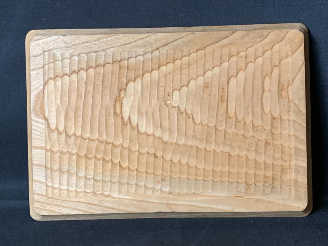 本欅 無垢 手彫 煎茶盆 香盆　古民芸我谷盆 897