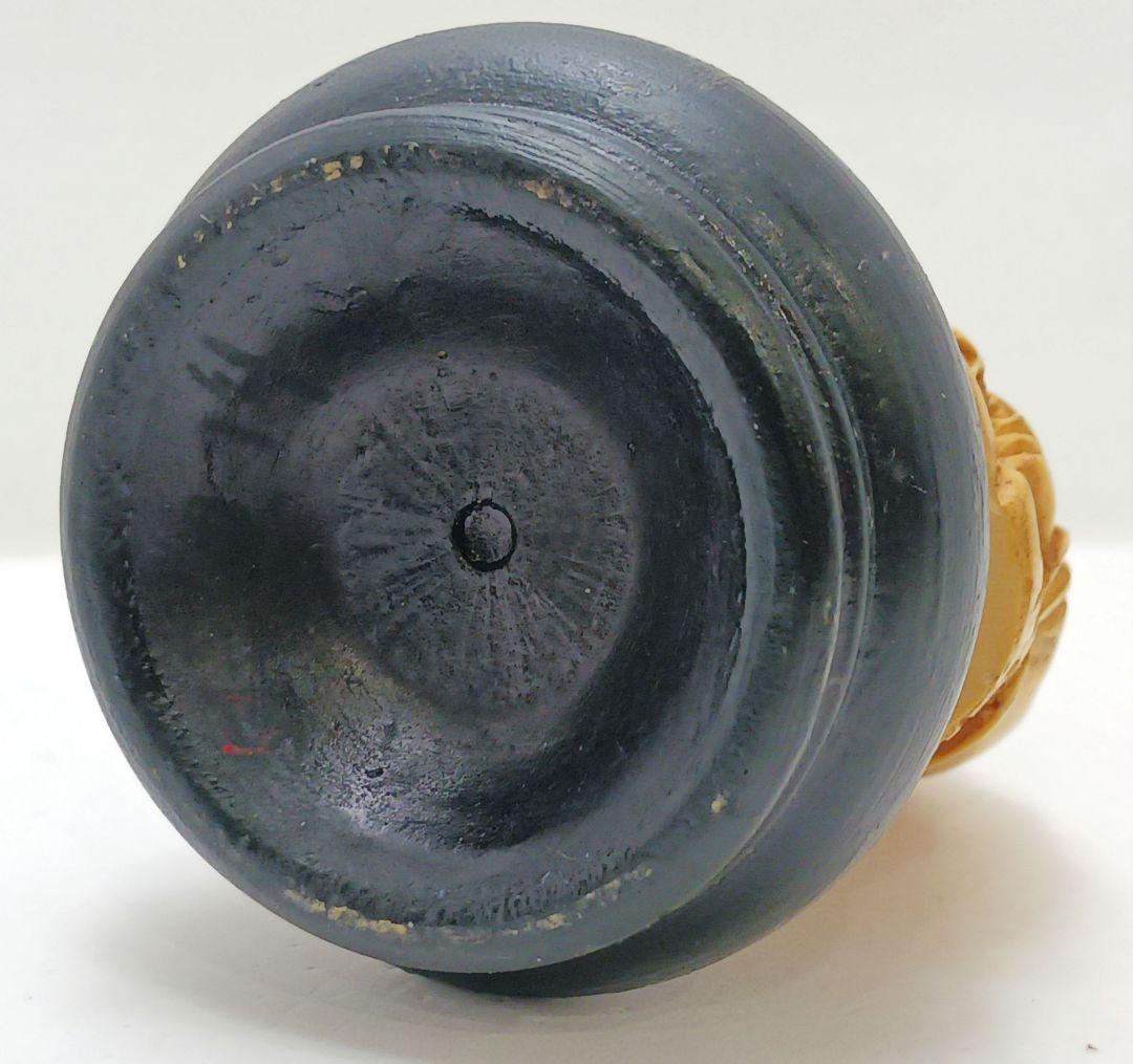 Y2293-4 高級彫刻 布袋 置物 細密彫刻 総重量222.1g　の