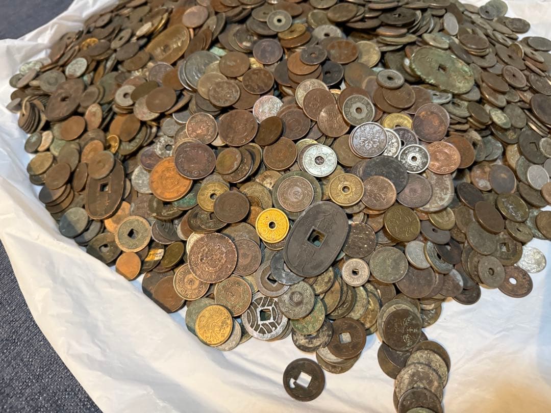 古銭　穴銭　カラス　桐　龍2銭　龍1銭　龍半銭　銅貨等　まとめ　15.5kg以上