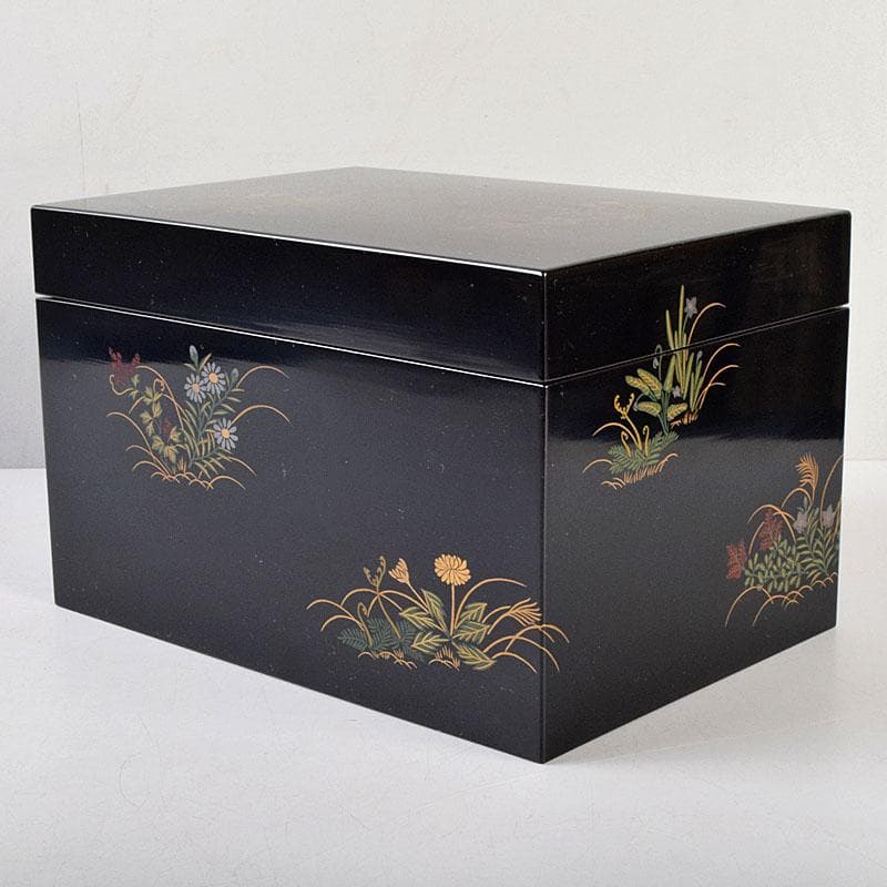 riko　草花蒔絵　茶箱　茶碗　棗など　九点一式　共箱　U　R9039