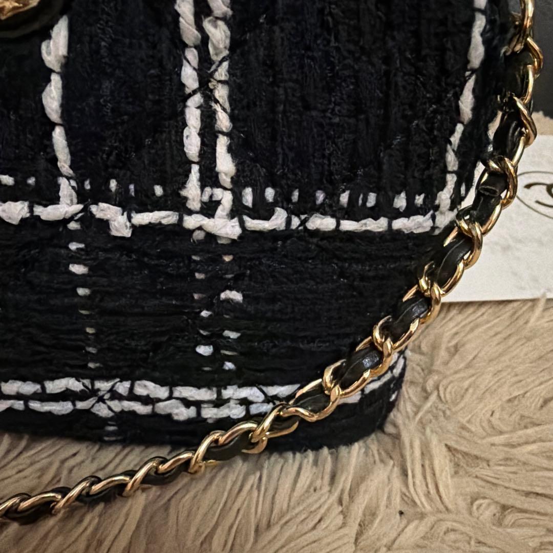 も*あ様 CHANEL ストライプショルダーバッグ　シャネル　ツイード　ノベルテ