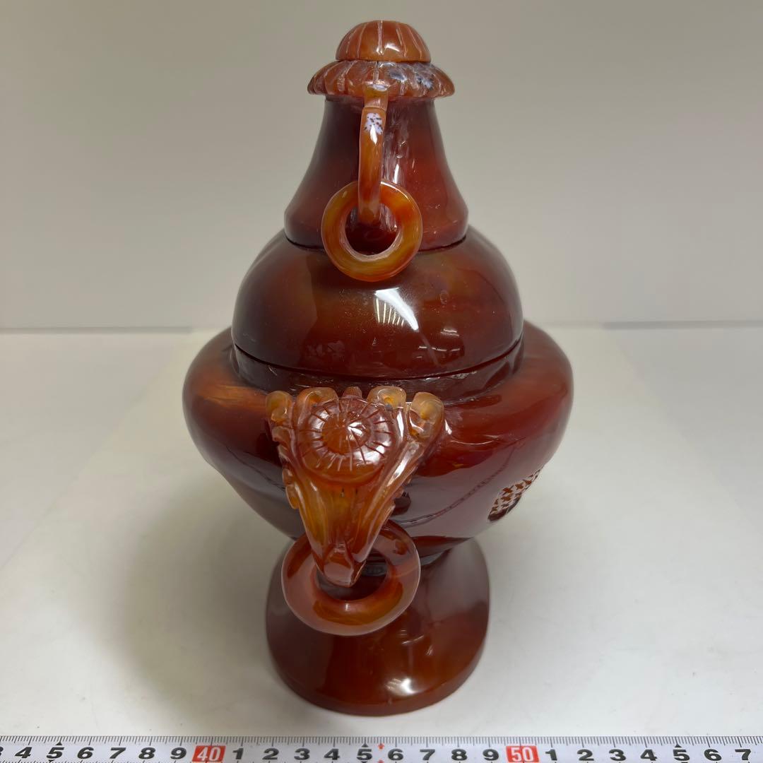 専用　中国美術　本黄瑪瑙　香炉　1796g トヒサ　東な8-0121☆2F