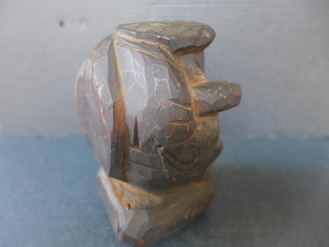 珍品　時代物　江戸期頃　一刀彫　大黒天　木彫　財運　招福物　アンティーク　骨董