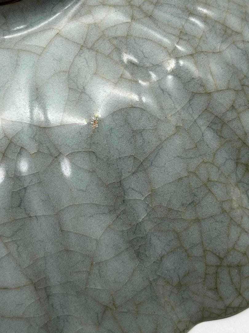 宋時代　青磁　汝官窯菊瓣碗 官汝窯碗　郊壇官窯 茶盞 唐物(C-79)