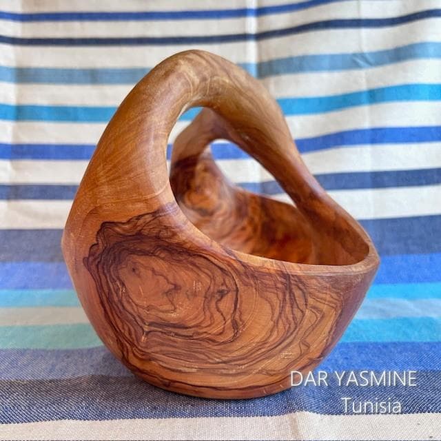 超特大オリーブの木　バスケット ボウル 　しっかりドスンと構える　約28cm