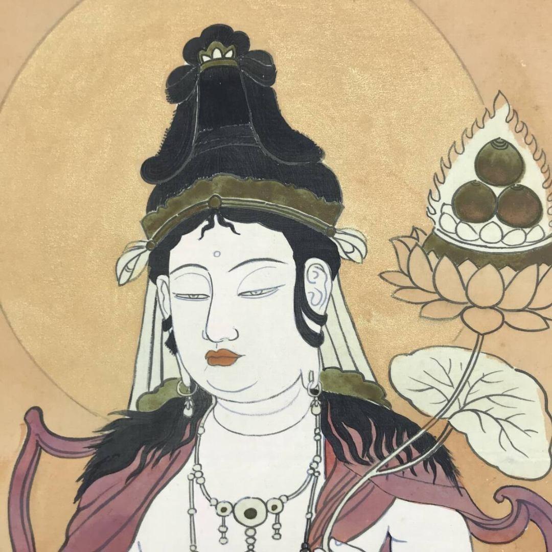 真作/作者不詳/南無大慈大悲観世音菩薩/仏掛軸/掛軸/名家伝来/AK-772