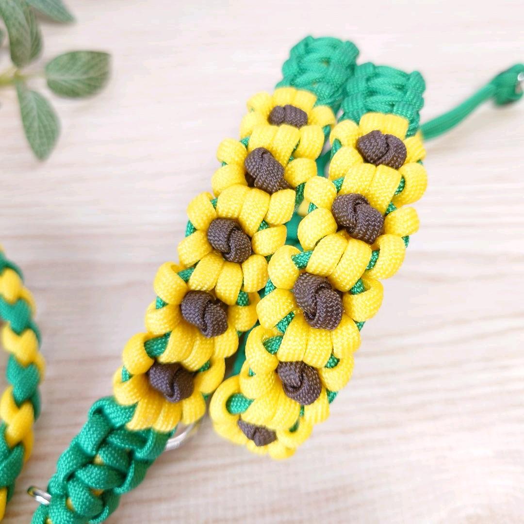 パラコードリード＆首輪　❁ひまわり❁　イエロー×グリーン　№052