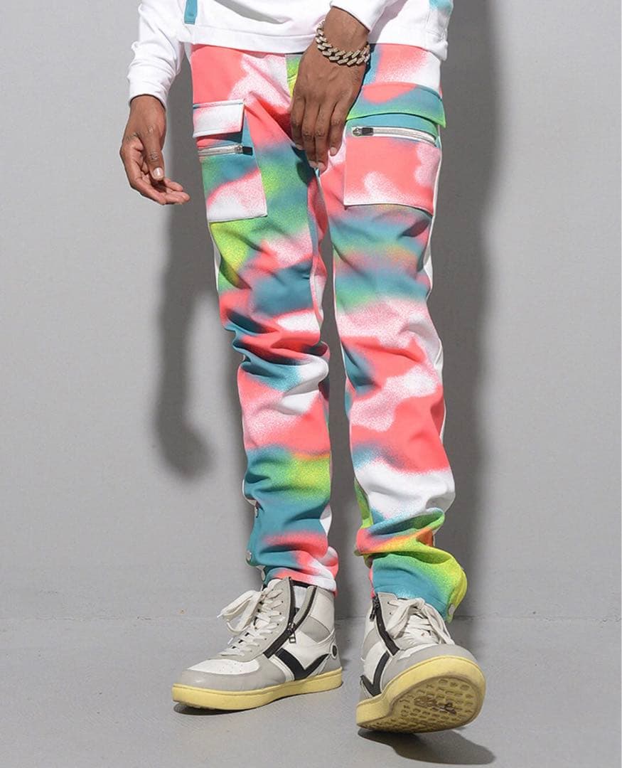 新品 ラッセルノ ゴルフ スキニー カーゴパンツ パターン マルチカラー L 5