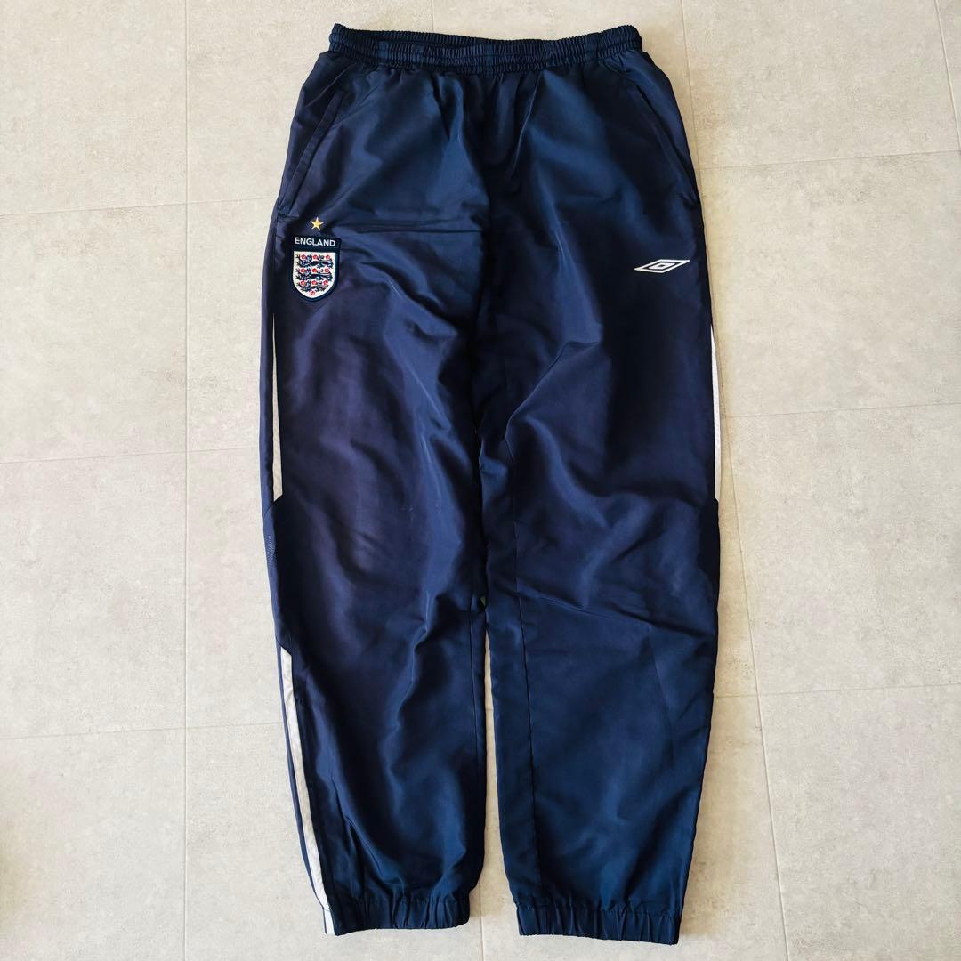 【L】90's UMBRO イングランド代表ナイロンジャージセットアップ 紺 白