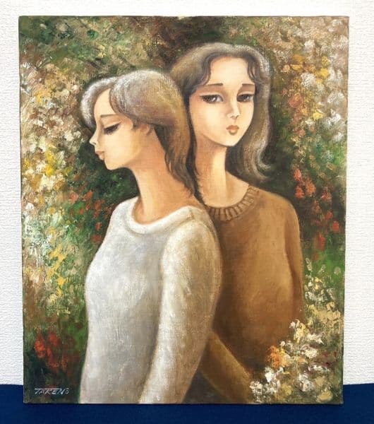 水落たけ乃「秋飾」美人画 油彩 絵画 額装