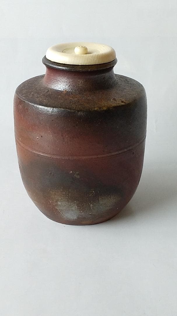 備前焼 竹内靖之 作 備前茶入 仕覆 国司間道 茶道具 共箱 栞 茶入 新品