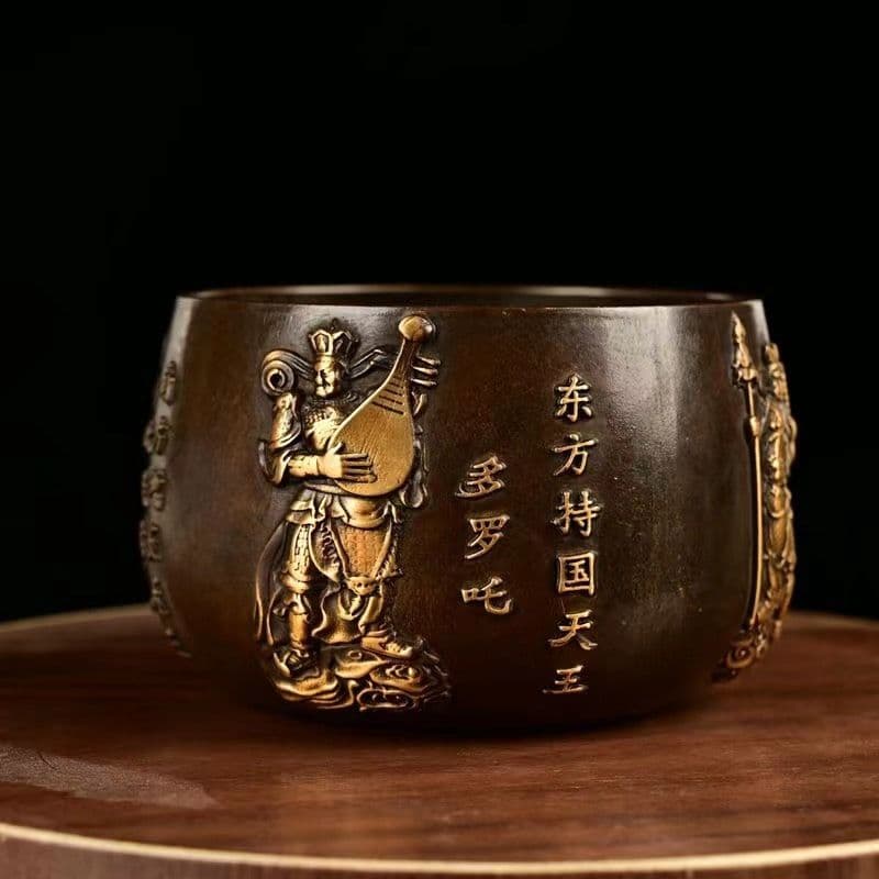 大清乾隆 四天王 銅壺 銅鉢 奉納 法器 工芸品 美術品 置物