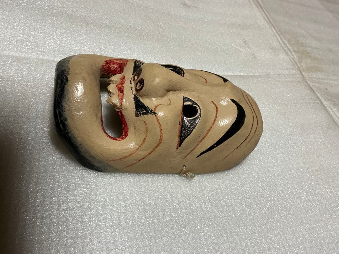 備後の神楽面／手作り面。魔除けとしてお使いください。【木面】。