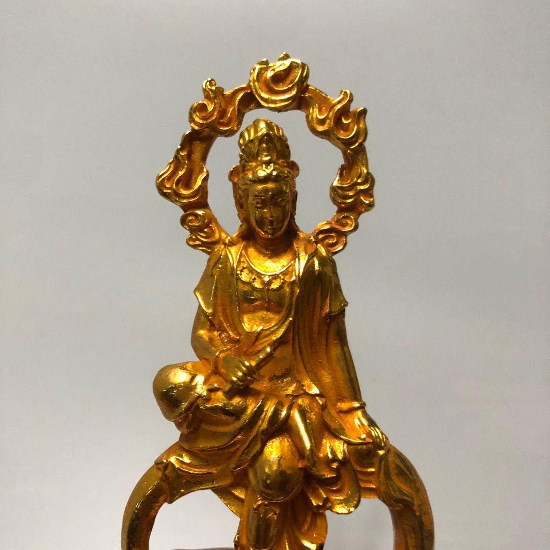 銅器 細工 自在持経観音菩薩仏像 彫刻 開運 風水 工芸品 美術品 置物