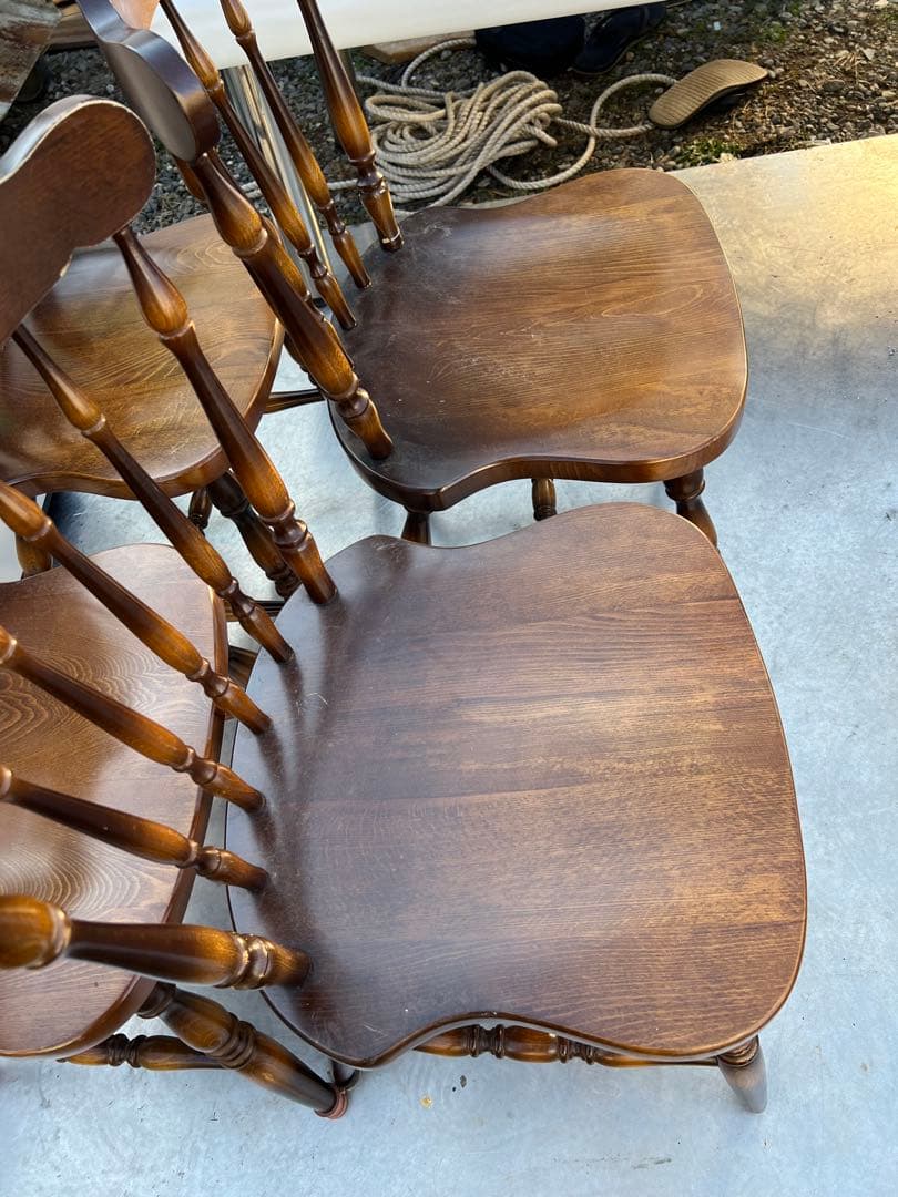 飛騨産業 ダイニングチェア 4脚セット ダークブラウン アンティーク調