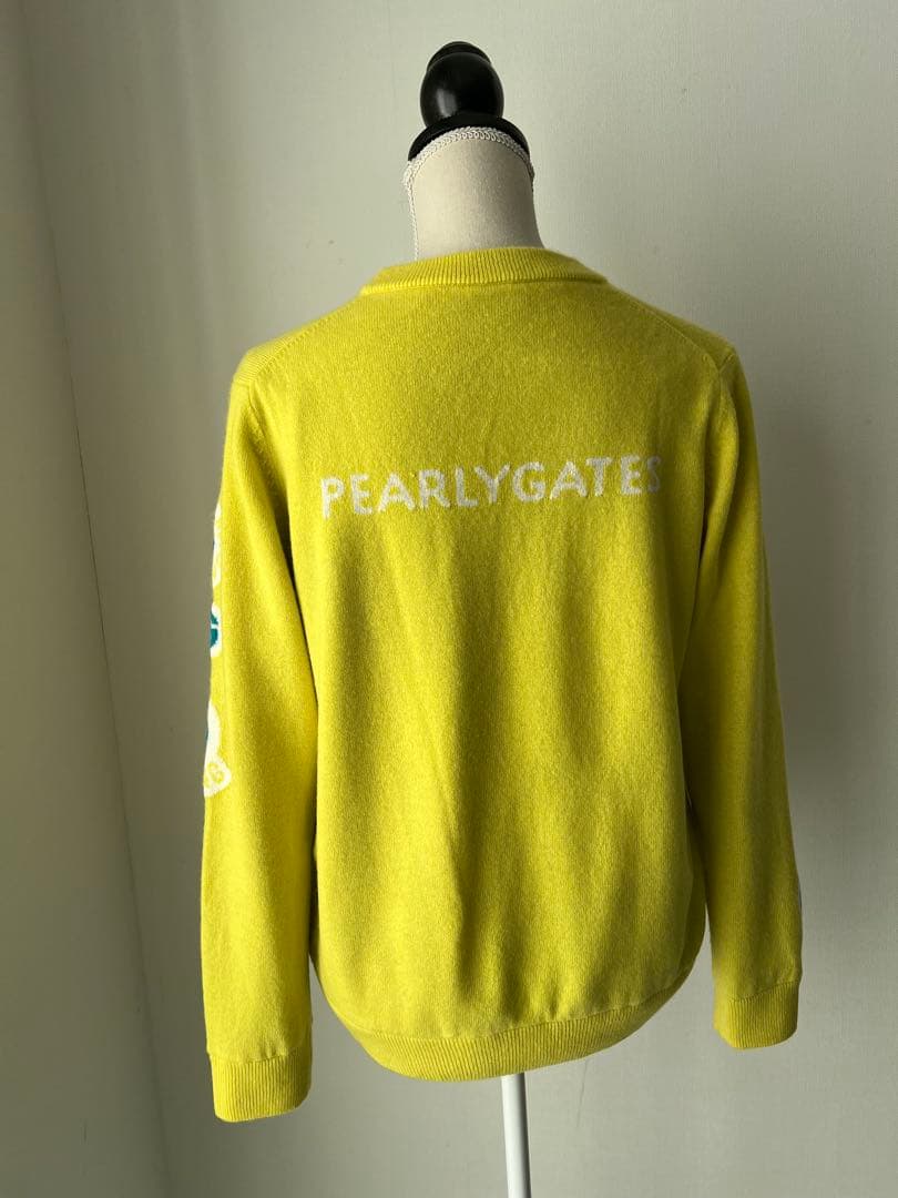 パーリーゲイツ　グリーンイエローカシミア　ディアプレックスセーター