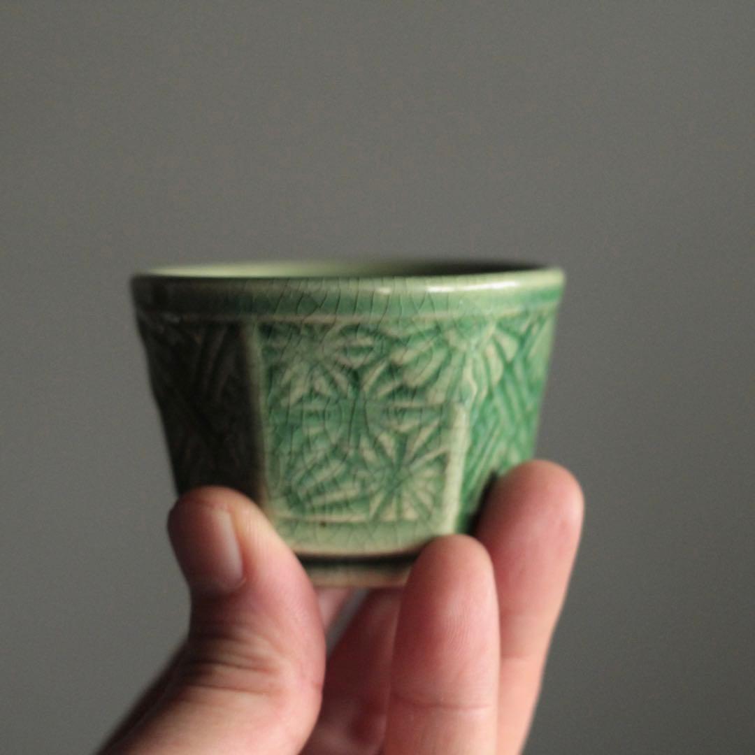 珉平焼 面取 盃 ぐい呑み 酒器 No.3 古道具 アンティーク