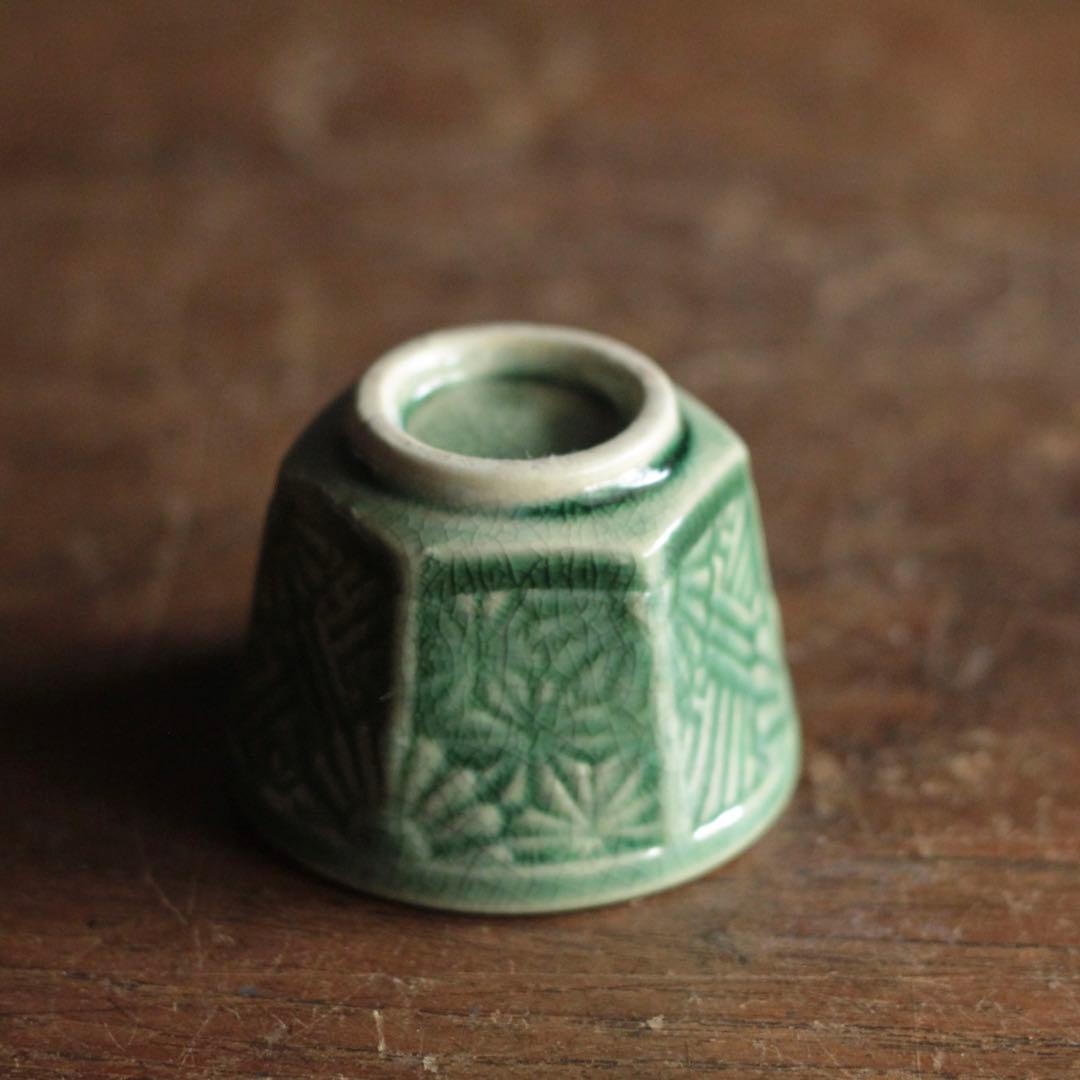 珉平焼 面取 盃 ぐい呑み 酒器 No.3 古道具 アンティーク