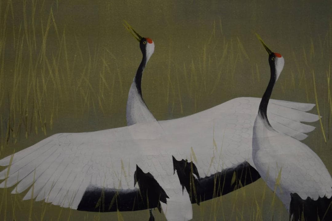 真作/川村憲邦/翔鶴/桐共箱付/布袋屋掛軸HG-560