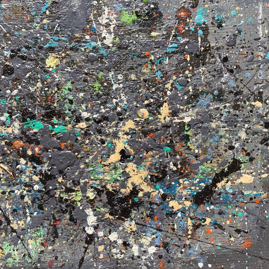 ジャクソン ポロック風抽象画　作者不詳　額43×52絵32×41cmF6サイス