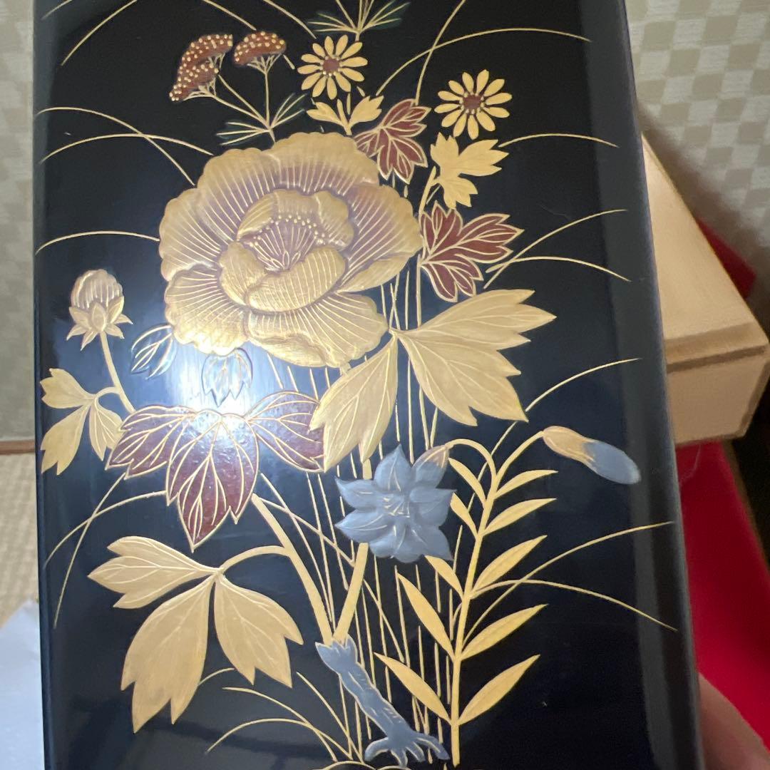 日本美術 平安 象彦 硯箱木製漆器 牡丹高蒔絵 細密細工硯箱 書道具