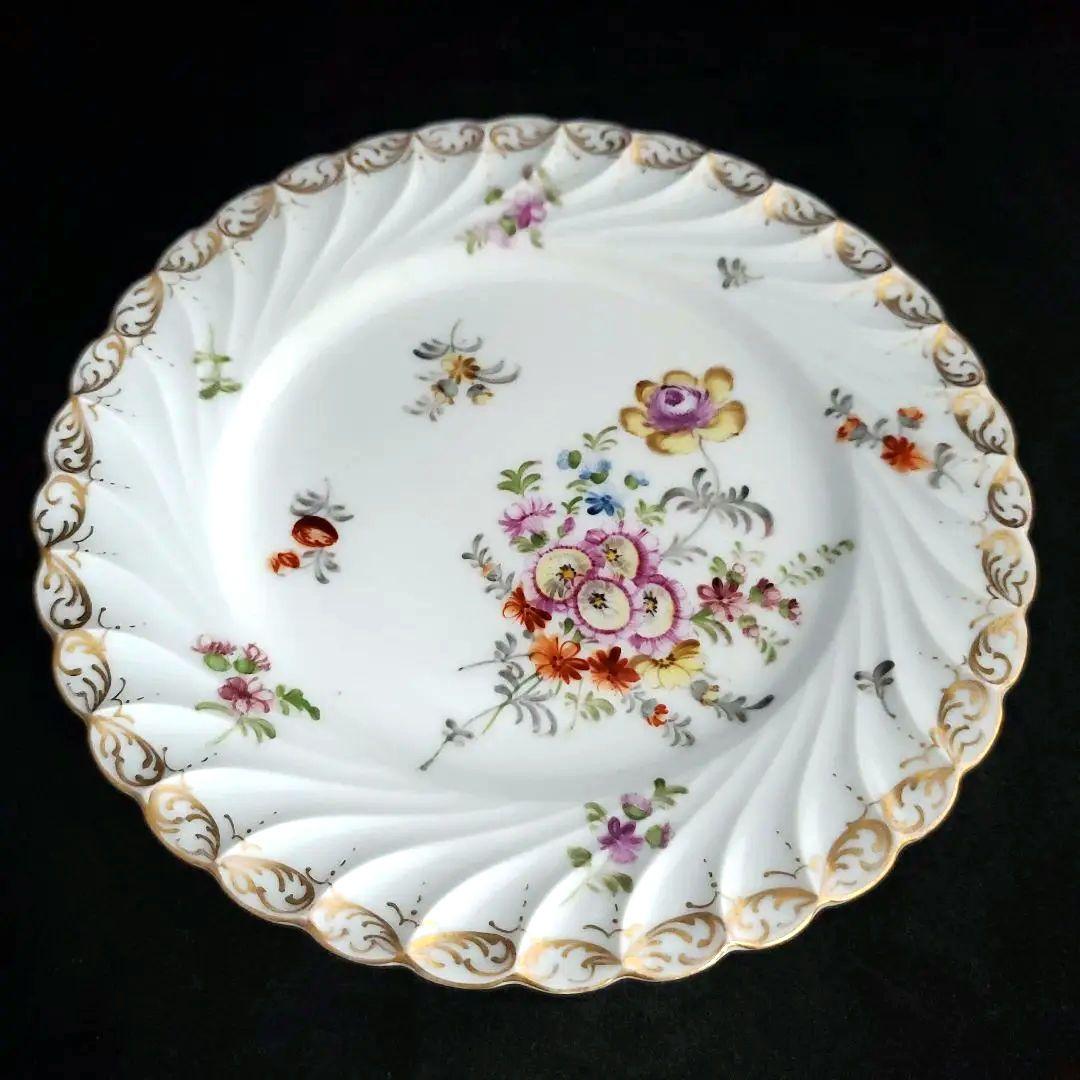 19世紀 ドレスデン(独)手描きの絵皿 2枚組 19cm