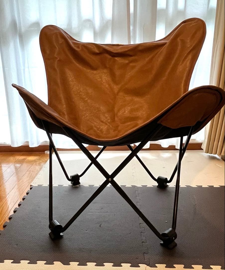 値下げ！折りたたみチェア　レザー調　バタフライチェア　アウトドア キャンプ