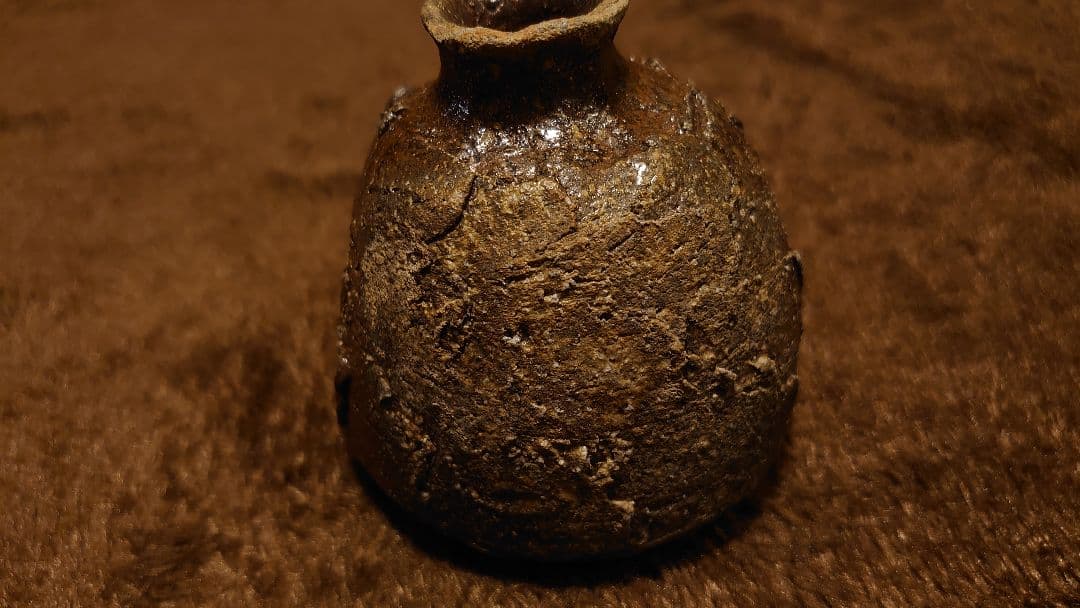 古越前　越前焼　灰釉　花入　小徳利　１客