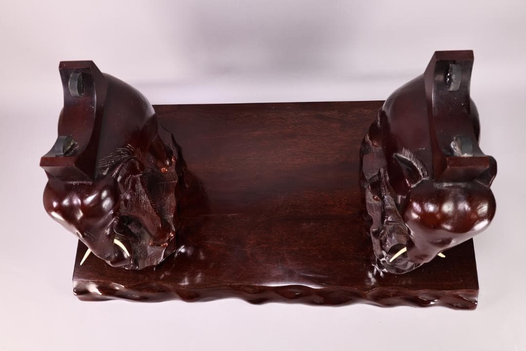 平尾　國幸　唐木製　象牙台　飾台　象形彫刻　武具　火縄銃 台 BJ180