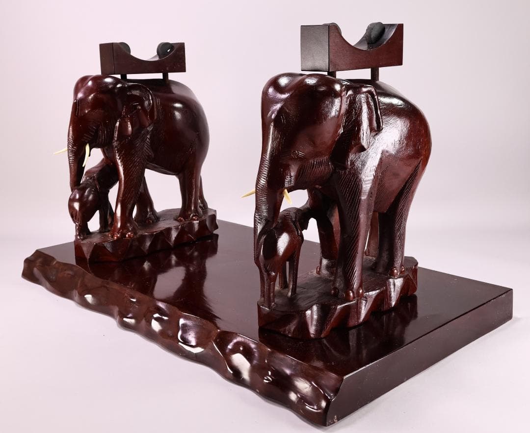 平尾　國幸　唐木製　象牙台　飾台　象形彫刻　武具　火縄銃 台 BJ180