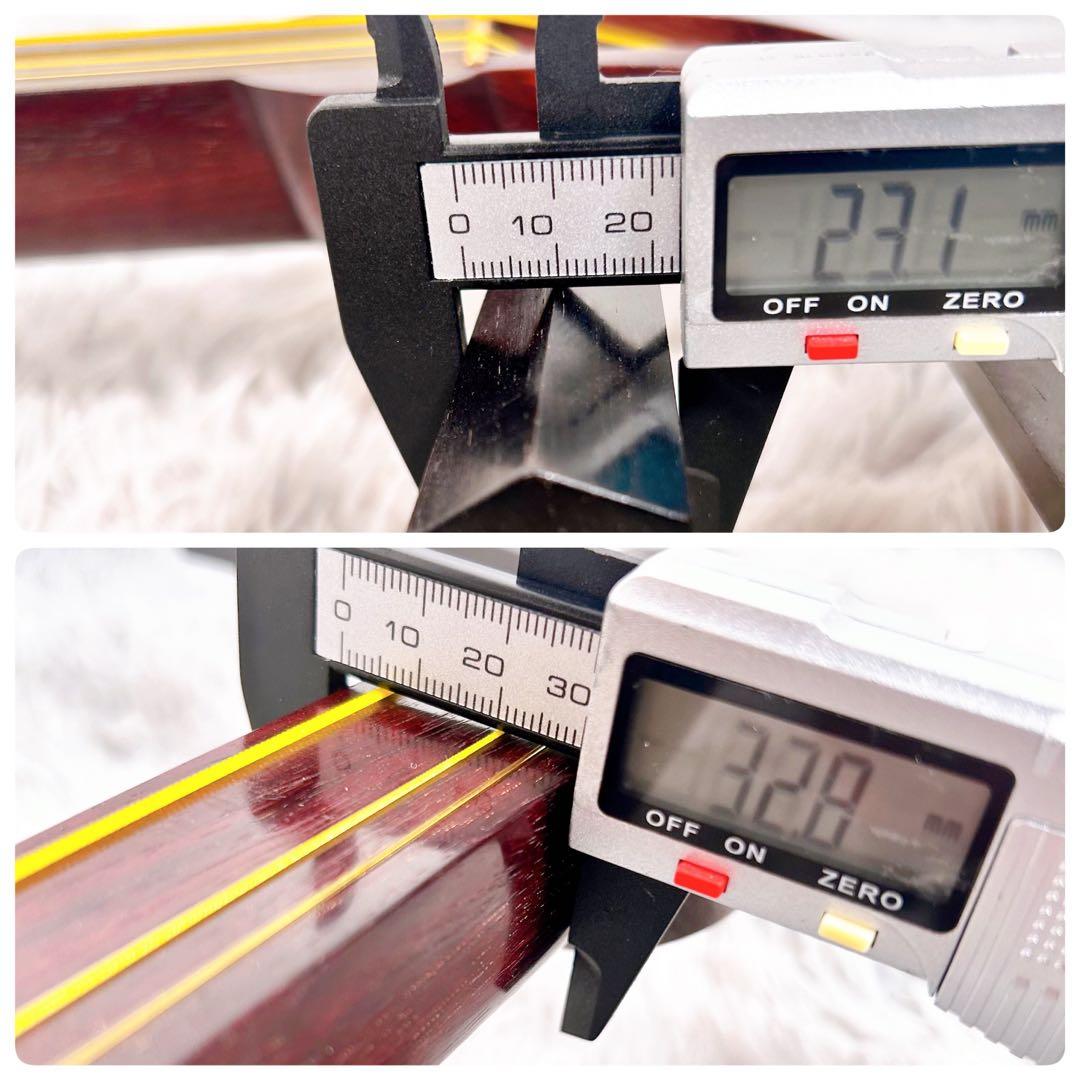 津軽三味線　紅木　太棹　東さわり付　皮やぶれなし　二本溝　天神欠けなし　合皮皮