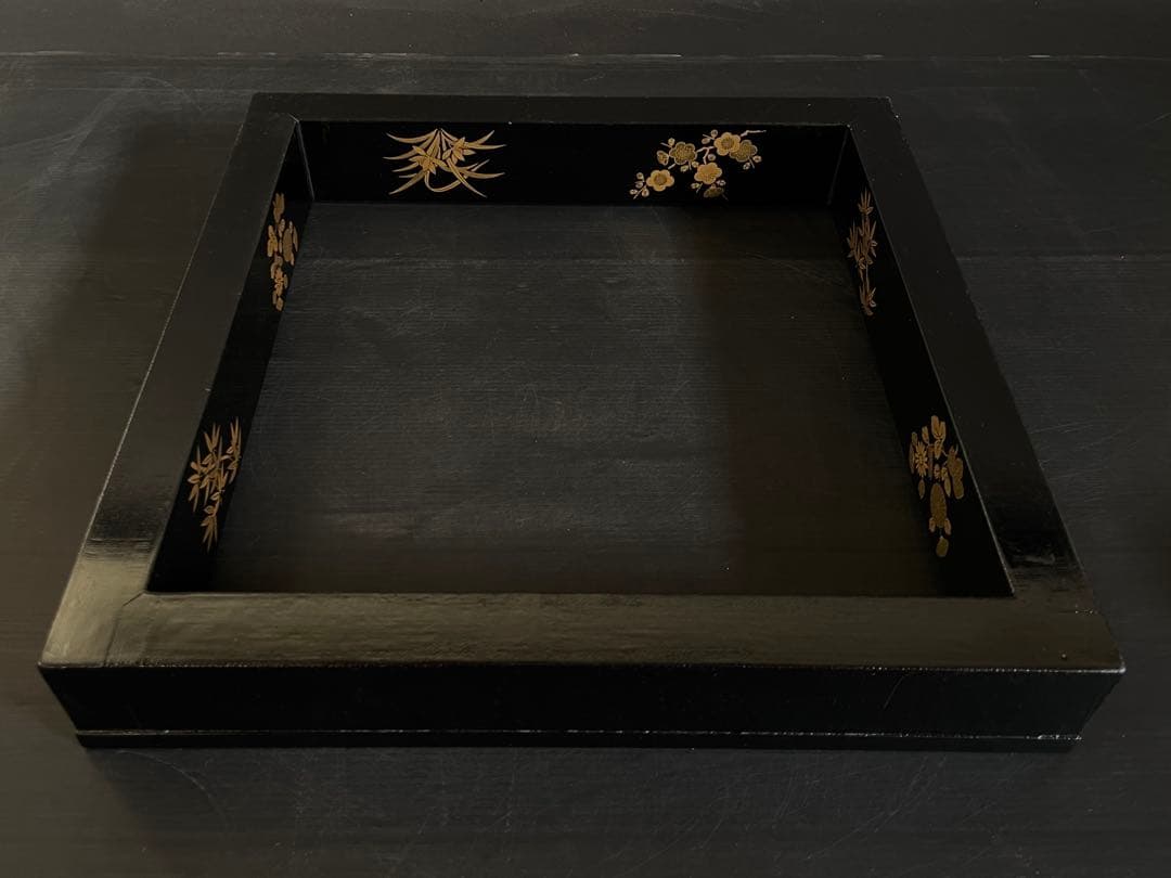 「母」 菊桐四君子蒔絵 炉縁 寿峰 共箱 茶道具 （113A①）