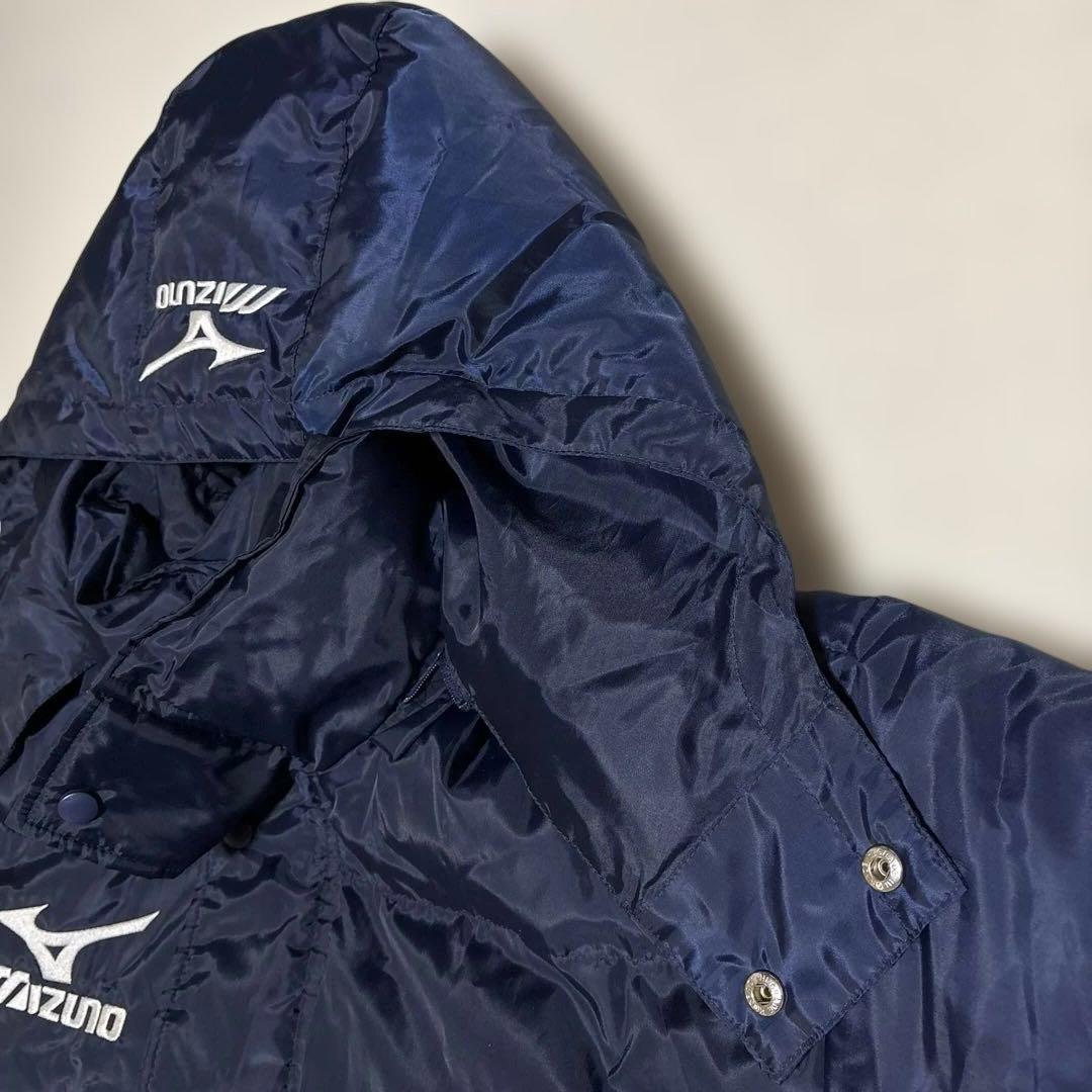 【美品】ミズノ　ロングダウンコート　ベンチコート　ダウン80% ロゴ刺繍