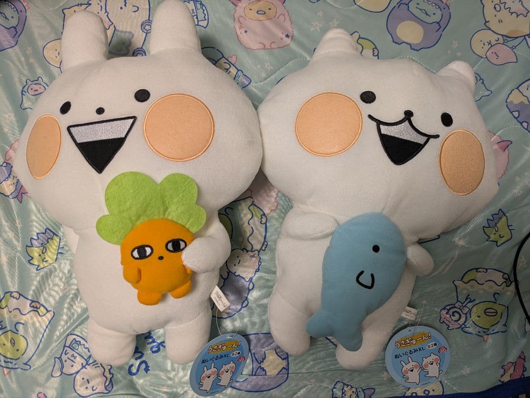 うさぎゅーん！ねこぎゅーん ぬいぐるみXL セット にんじん！？人参 魚