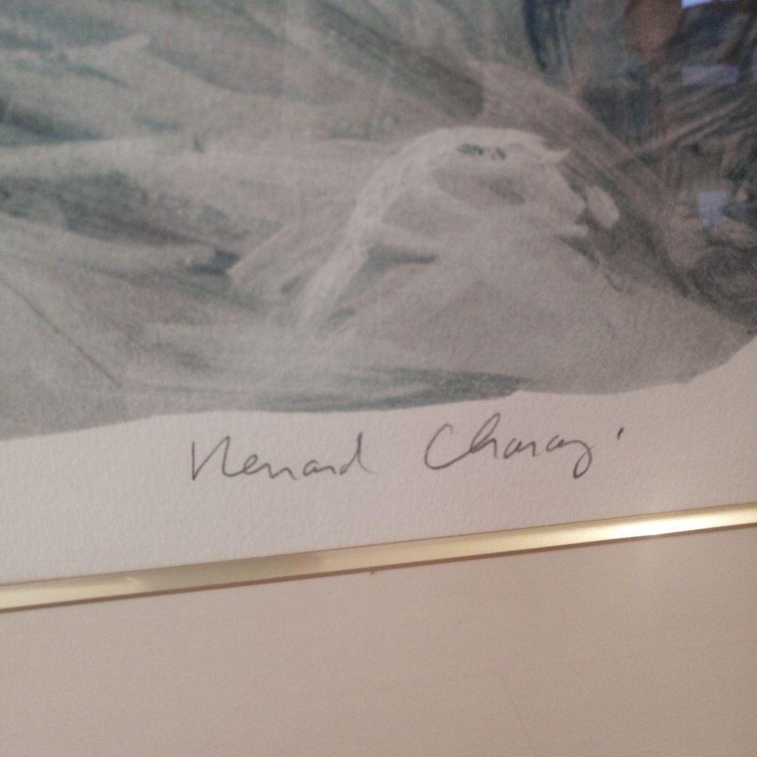 ベルナール・シャロワ　バイオリンを持つ少女　リトグラフ