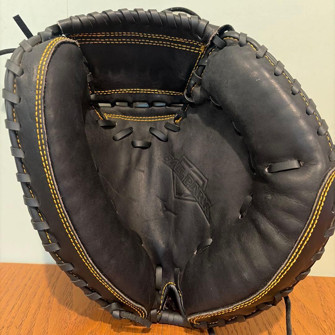 黒 レザー 軟式野球グローブ　学童用キャッチャーミット