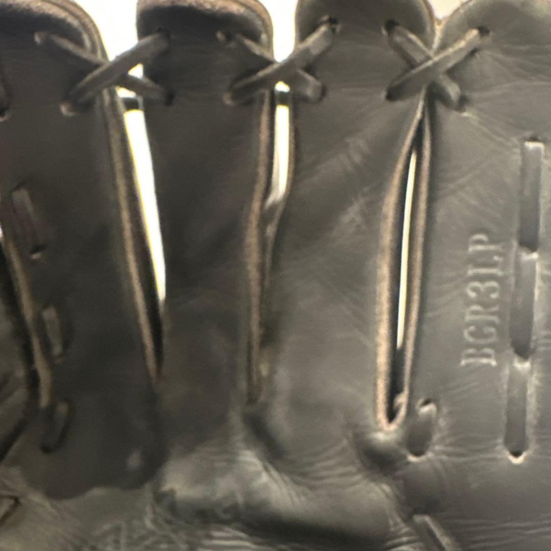 asics ゴールドステージ　軟式野球グローブ 黒 レザー 編み込み　投手用