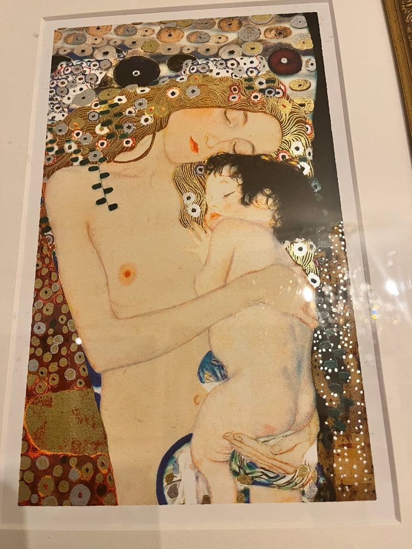 グスタフ・クリムト 母と子 金色フレーム