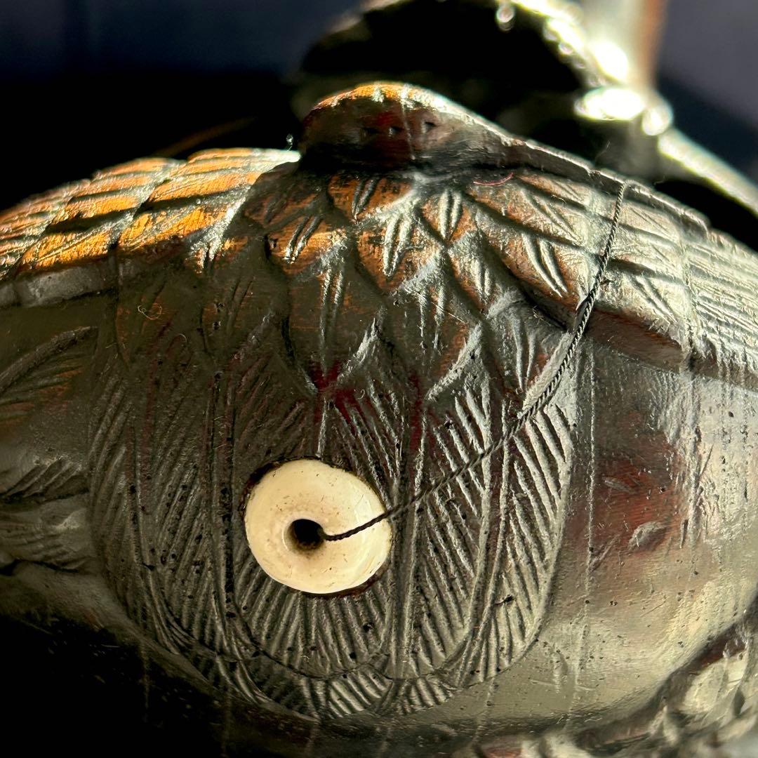 [珍] 鶴蓑亀紋墨壺　古道具　工芸品　置物　27-28cm美品