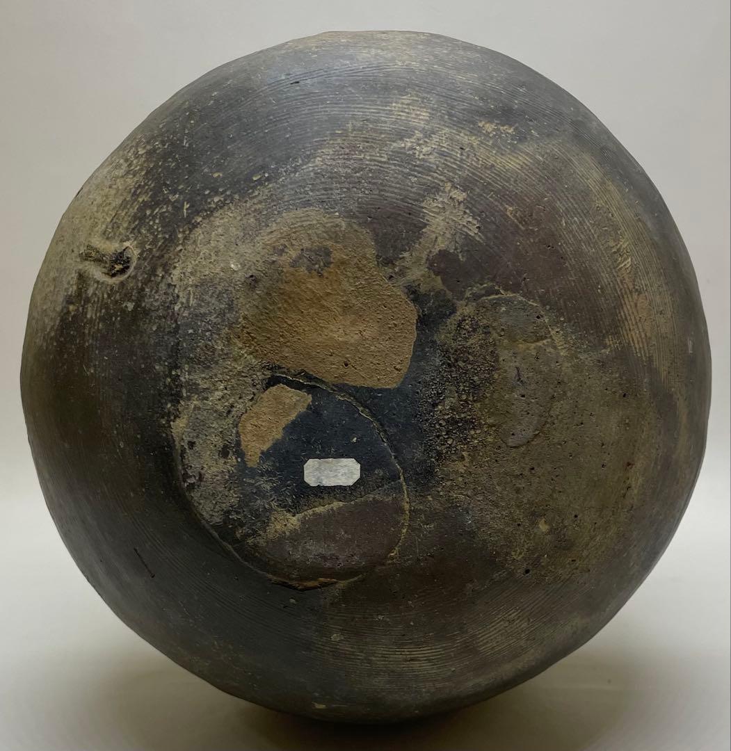 須恵器　波状文広口壺　古壺　胡麻垂れ　花入 　　　k299